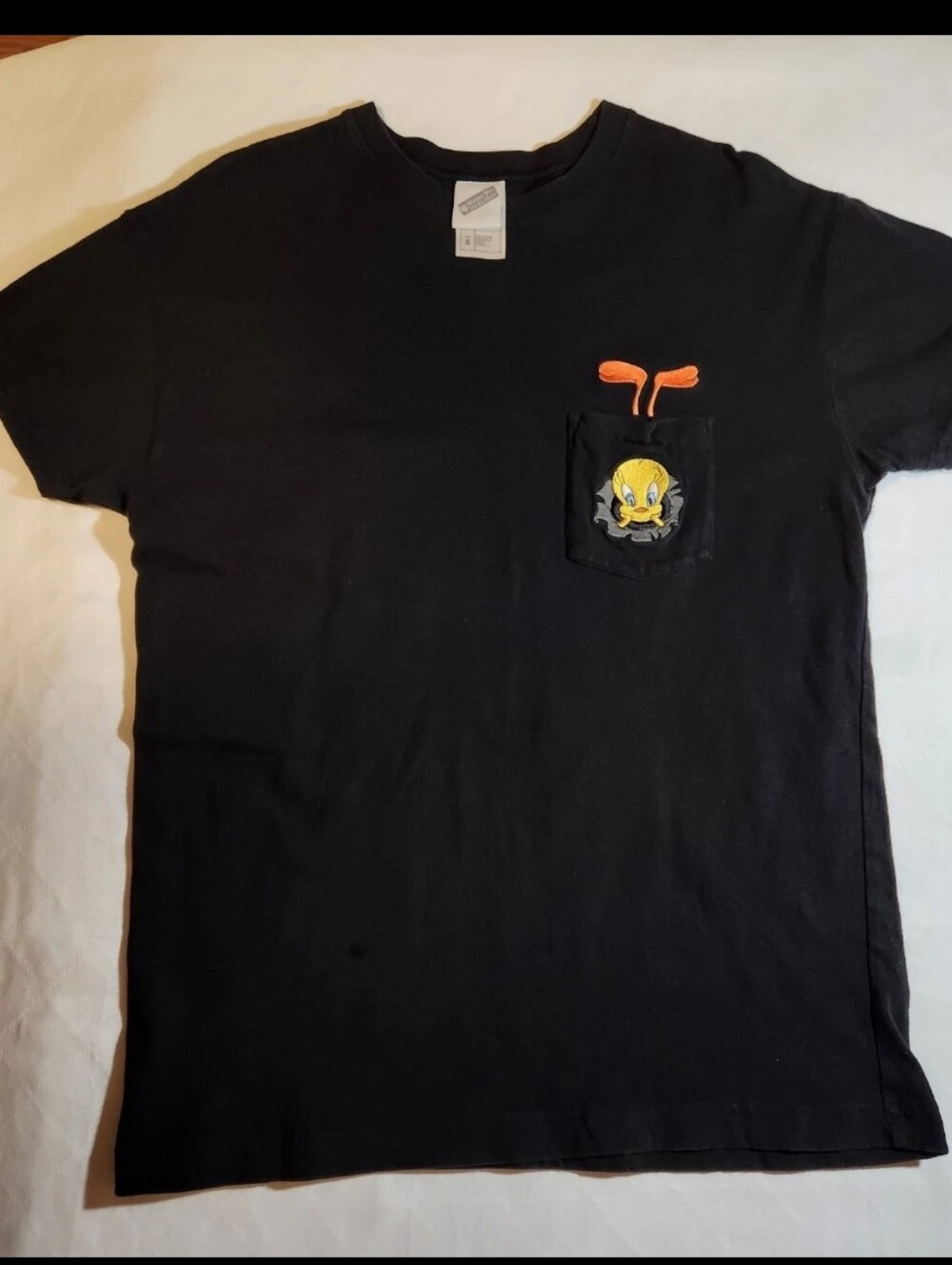 Vintage Y2K Looney Tunes Tweety T-Shirt S Warner Bros Store Embroidered Pocket